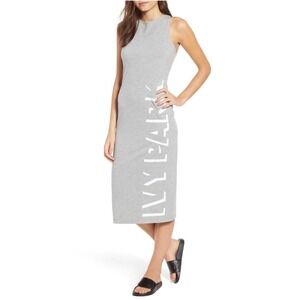 Ivy Park Back‎ Slit Shadow Logo Midi Dress Grey Marl Size Small